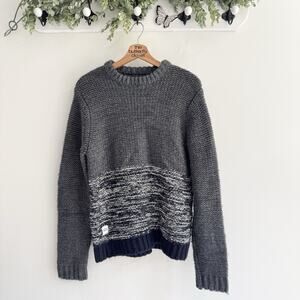 Native Youth Men’s Polar Knit Wool Blend Sweater Grey/blue CP Medium